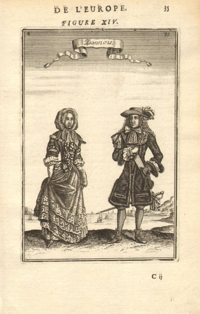 DENMARK COSTUME. Danish man & woman wearing 17C dress. 'Dannois'. MALLET 1683